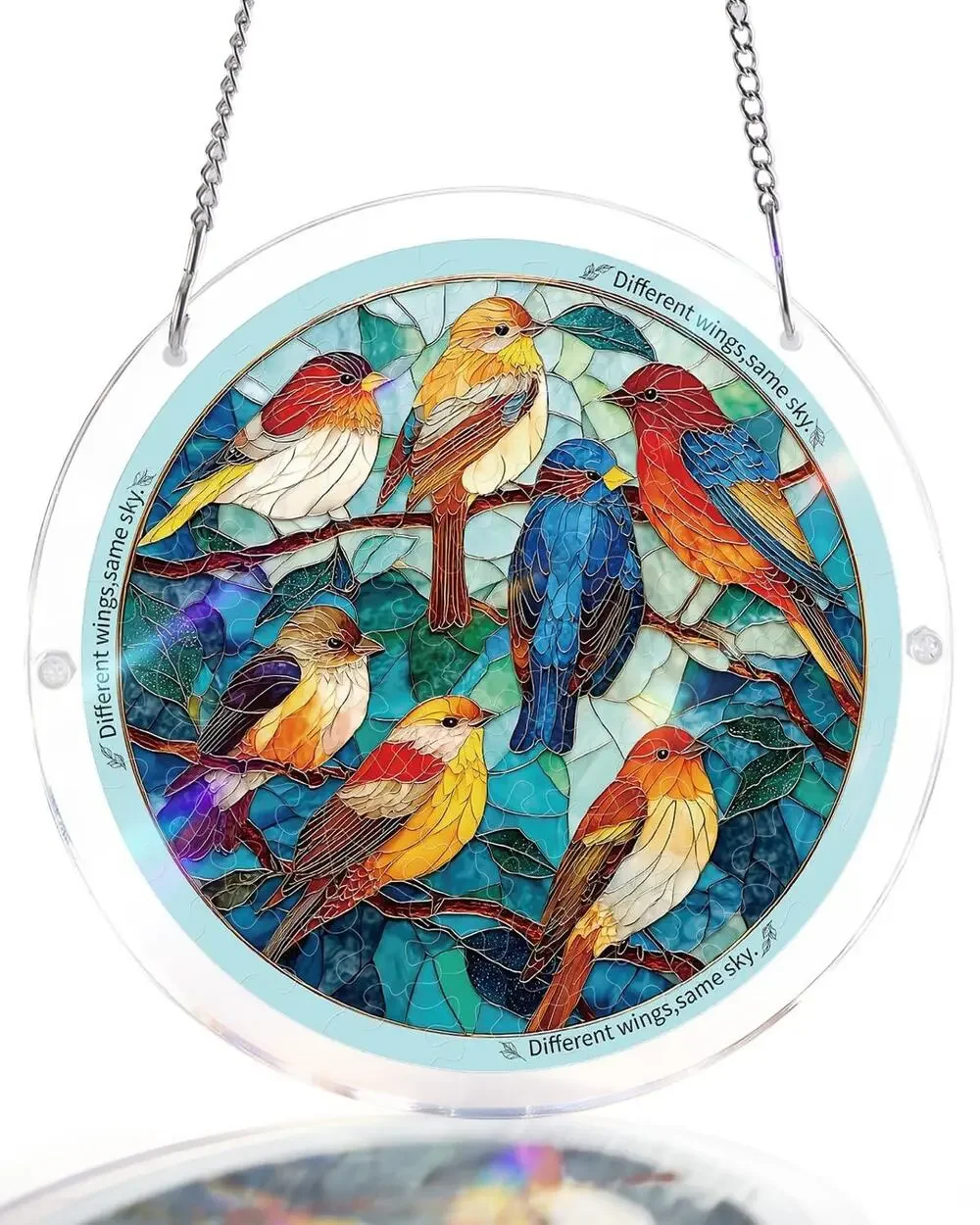 Stained Glass Suncatcher Puzzle DIY Kit Birds Window Hanging 73 pcs 7.4
